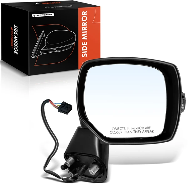 Right Passenger Side Mirror, with Heating, Power Adjustment, Manual Folding, Smooth Black A-Premium APMI1233TW