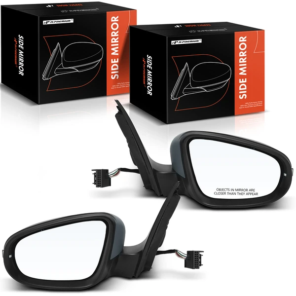 2010-2014 Volkswagen GTI Driver & Passenger Mirror, with Heating, Power Adjustment, Manual Folding, Primed Gray A-Premium APMI1235TW