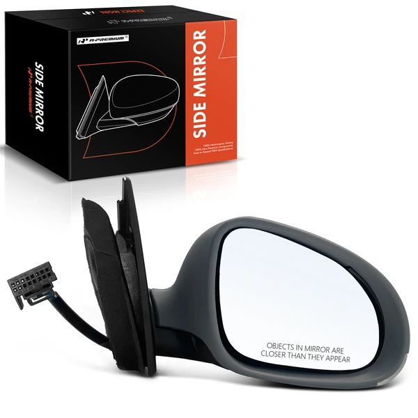 Right Passenger Side Mirror, with Heating, Power Adjustment, Manual Folding, Primed Gray A-Premium APMI1237TW