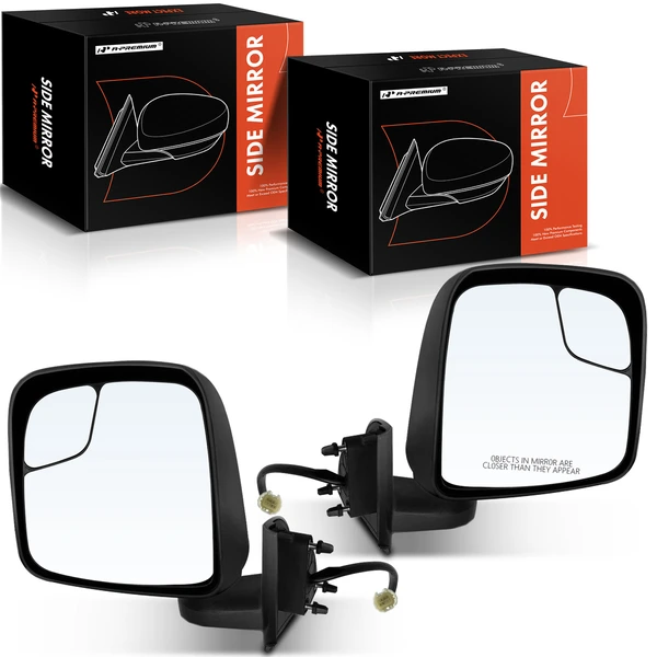 2013-2021 Nissan NV200 Driver & Passenger Mirror, Powered, with Heated, Primed Black A-Premium APMI1319TW