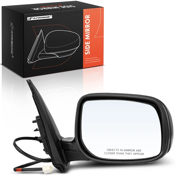 Right Passenger Side Mirror, Power Adjustment, Manual Folding, Black A-Premium APMI378