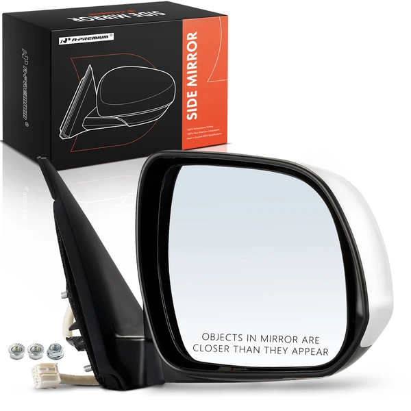 Right Passenger Side Mirror, Powered, with Heated, White & Black A-Premium APMI163