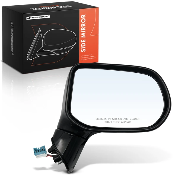 Right Passenger Side Mirror, with Heating, Power Adjustment, Manual Folding, Smooth Black A-Premium APMI2352TW