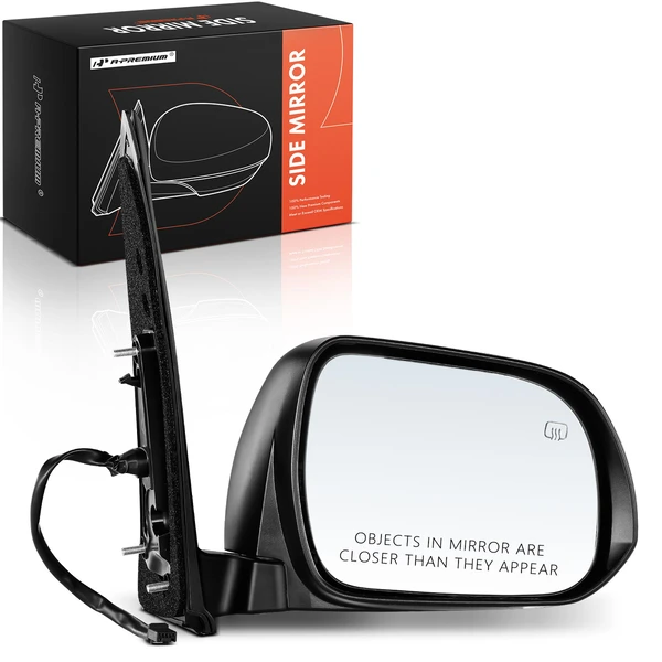 Right Passenger Side Mirror, with Heating, Power Adjustment, Manual Folding, Black A-Premium APMI053