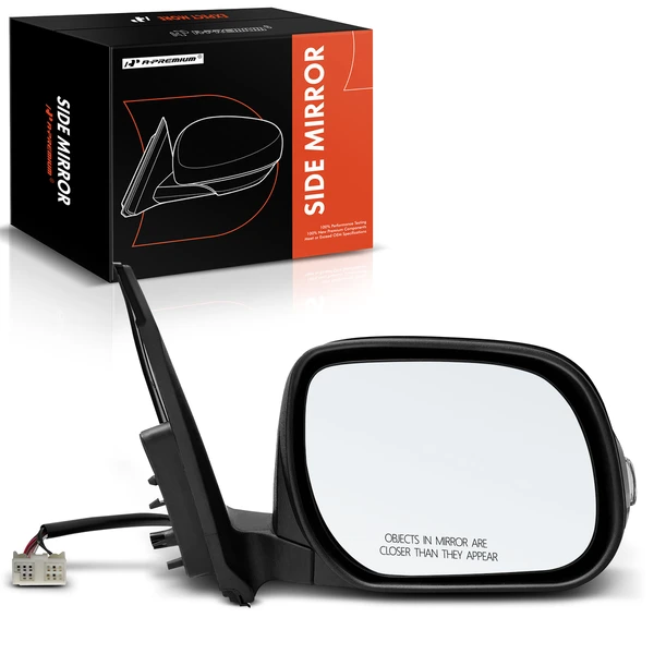 Right Passenger Side Mirror, with Heating, Power Adjustment, Manual Folding, Smooth Black A-Premium APMI1323TW