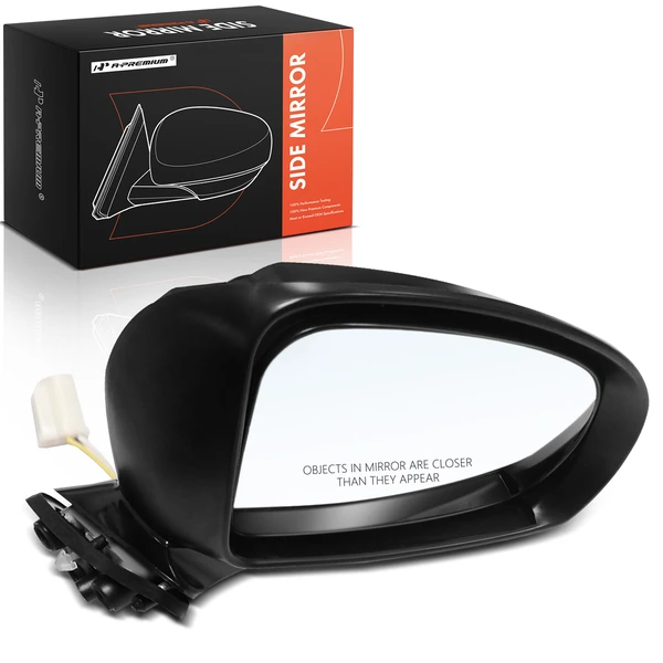 Right Passenger Side Mirror, Power Adjustment, Manual Folding, Textured Black A-Premium APMI3034TW