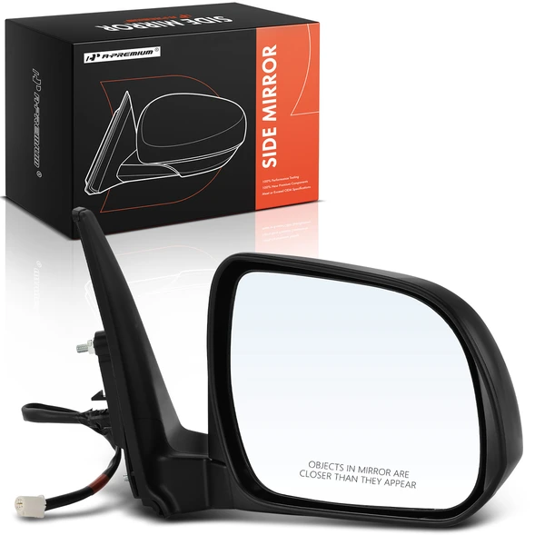 Right Passenger Side Mirror, with Heating, Power Adjustment, Manual Folding, Black A-Premium APMI385