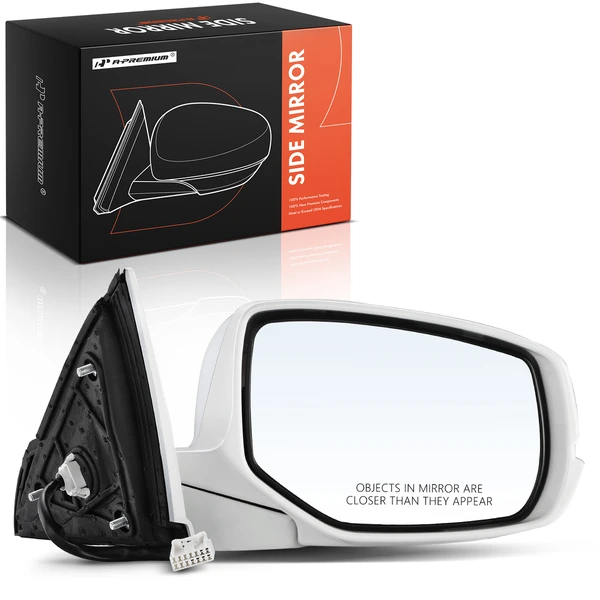 Right Passenger Side Mirror, Powered, with Heated, White & Black A-Premium APMI056