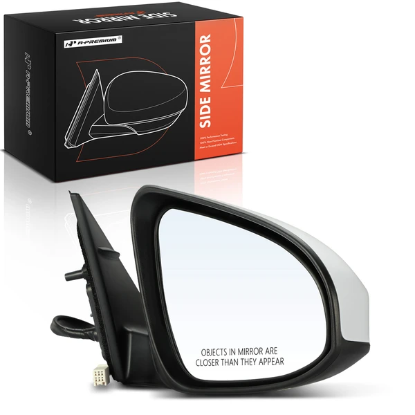 Right Passenger Side Mirror, Powered, with Heated, White & Black A-Premium APMI167