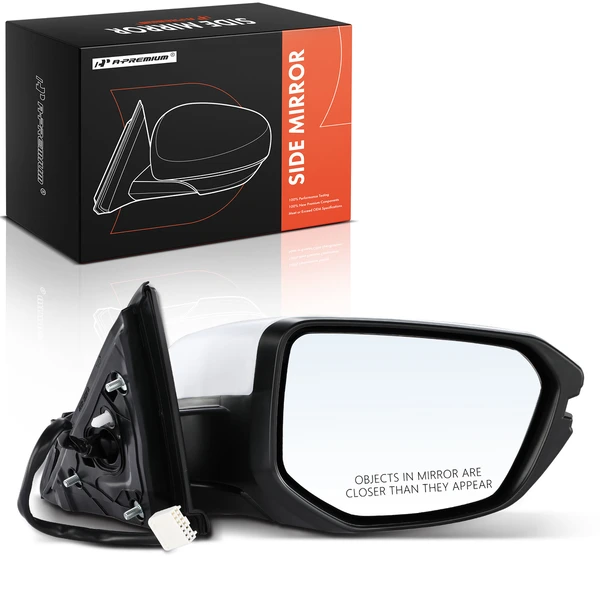 Right Passenger Side Mirror, Powered, with Heated, White & Black A-Premium APMI064