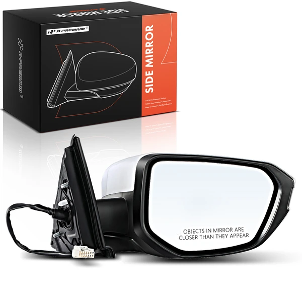 Right Passenger Side Mirror, Powered, with Heated, White & Black A-Premium APMI060
