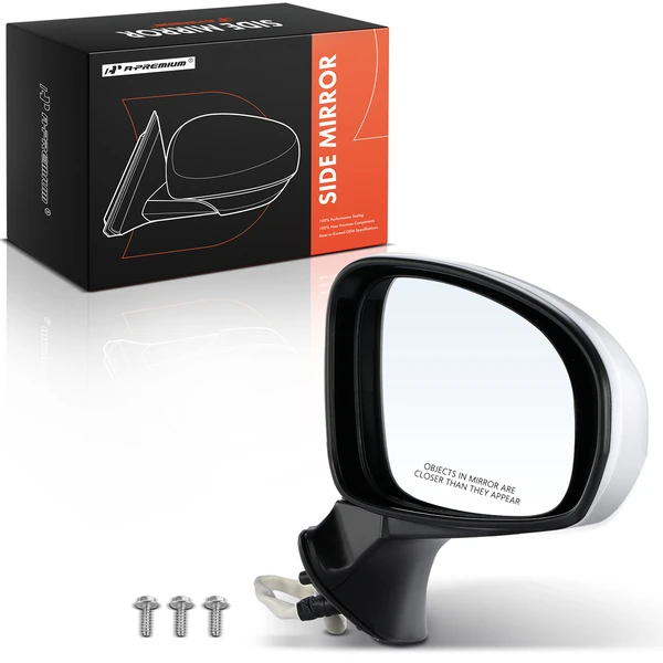 Right Passenger Side Mirror, Powered, with Heated, White + Black A-Premium APMI062