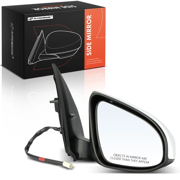 Right Passenger Side Mirror, Power Adjustment, Manual Folding, White & Black A-Premium APMI169