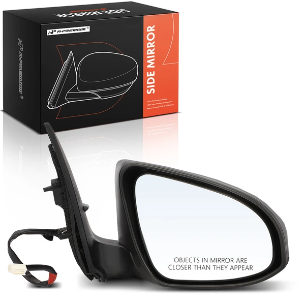 Right Passenger Side Mirror, with Heating, Power Adjustment, Manual Folding, Black A-Premium APMI386