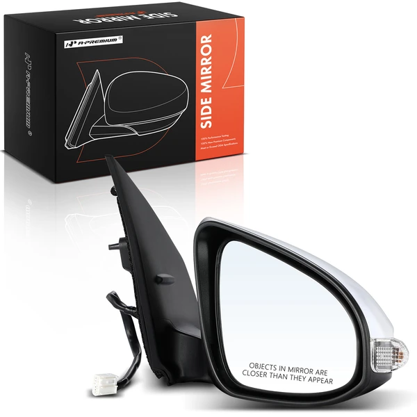 Right Passenger Side Mirror, with Heating, Power Adjustment, Manual Folding, White & Black A-Premium APMI066