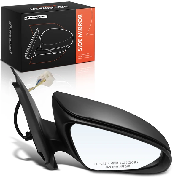 Right Passenger Side Mirror, Power Adjustment, Manual Folding, Black A-Premium APMI3035TW