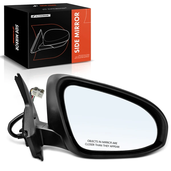 Right Passenger Side Mirror, with Heating, Power Adjustment, Manual Folding, Smooth Black A-Premium APMI1334TW