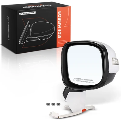 Right Passenger Side Mirror, Power Adjustment, Manual Folding, White & Black A-Premium APMI171