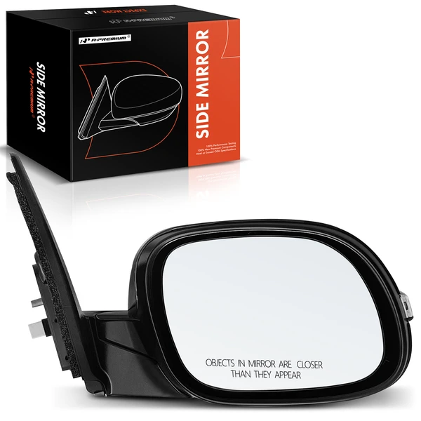 Right Passenger Side Mirror, with Heating, Power Adjustment, Power Folding, Smooth Black A-Premium APMI1299TW