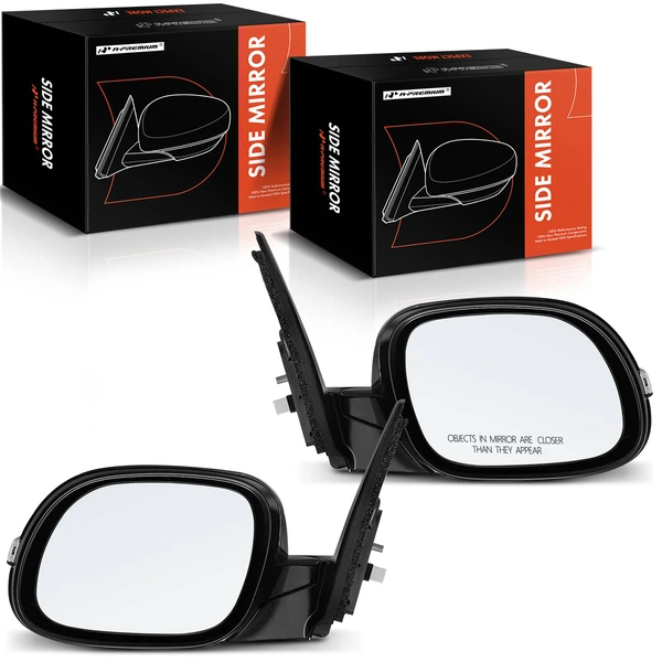 Driver & Passenger Mirror, with Heating, Power Adjustment, Power Folding, Smooth Black A-Premium APMI1298TW