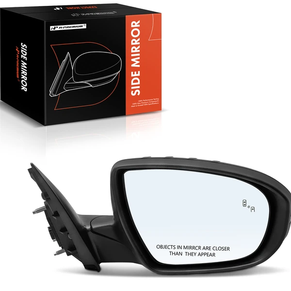 2014-2015 Kia Optima Right Passenger Side Mirror, with Heating, Power Adjustment, Power Folding, Smooth Black A-Premium APMI825