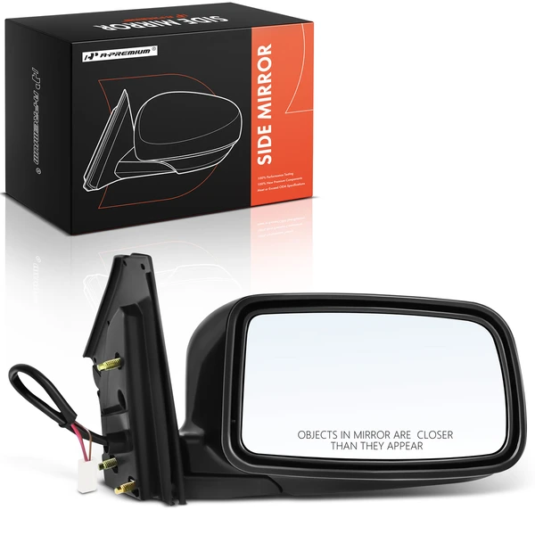 2003-2006 Mitsubishi Lancer Right Passenger Side Mirror, Power Adjustment, Manual Folding, Smooth Black A-Premium APMI2732TW