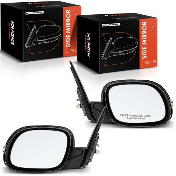 Driver & Passenger Mirror, with Heating, Power Adjustment, Power Folding, Smooth Black A-Premium APMI1305TW