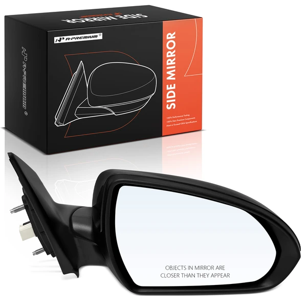 Right Passenger Side Mirror, with Heating, Power Adjustment, Manual Folding, Smooth Black A-Premium APMI2347TW