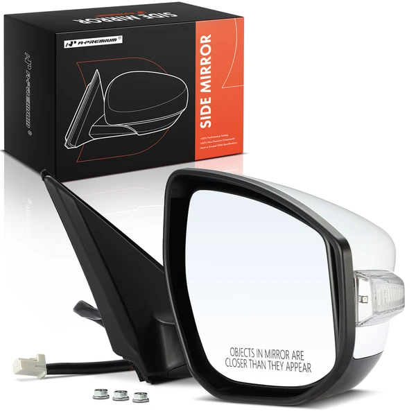 2013-2018 Nissan Altima Right Passenger Side Mirror, with Heating, Power Adjustment, Manual Folding, White & Black A-Premium APMI157