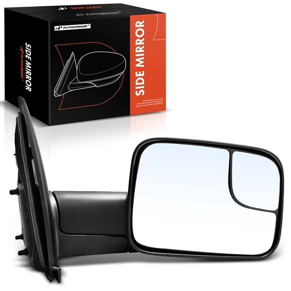 Right Passenger Side Mirror, Manual Adjustment, Manual Folding, Textured Black A-Premium APMI1308TW