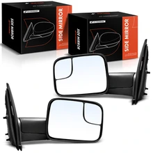 2 Pcs Driver & Passenger Black Mirror with Manual Glass Adjust