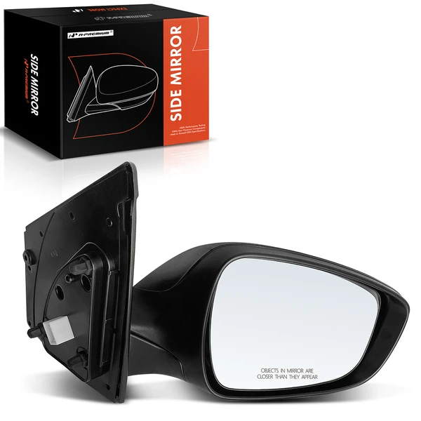 Right Passenger Side Mirror, with Heating, Power Adjustment, Manual Folding, Smooth Black A-Premium APMI1311TW
