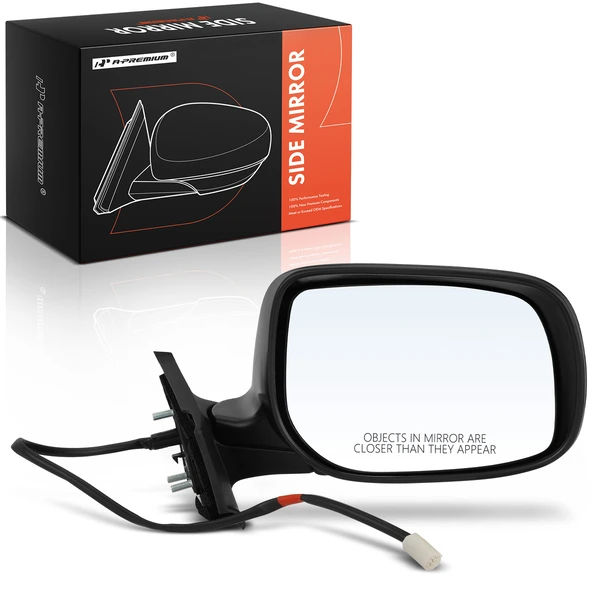 Right Passenger Side Mirror, Power Adjustment, Manual Folding, Black A-Premium APMI373