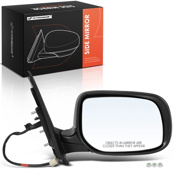 Right Passenger Side Mirror, Power Adjustment, Manual Folding, Black A-Premium APMI374