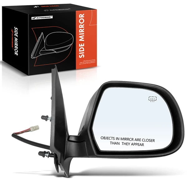 2012-2014 Nissan Versa Right Passenger Side Mirror, with Heating, Power Adjustment, Manual Folding, Smooth Black A-Premium APMI826