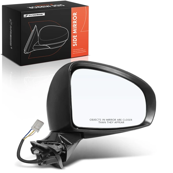 Right Passenger Side Mirror, with Heating, Power Adjustment, Manual Folding, Smooth Black A-Premium APMI3037TW