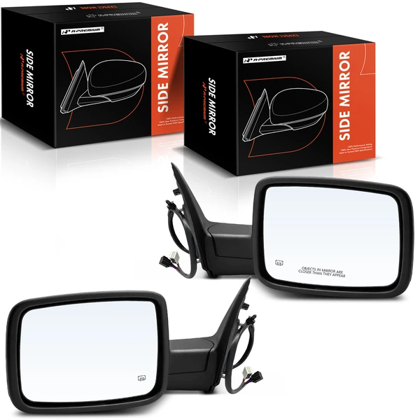 Driver & Passenger Mirror, Powered, with Heated, Smooth Black A-Premium APMI1356TW