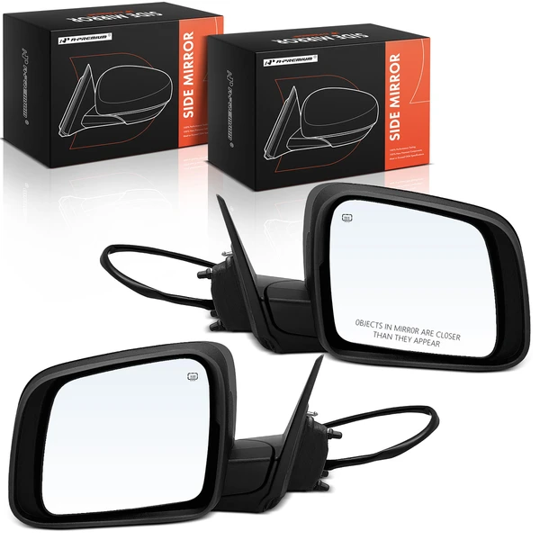 2011-2017 Dodge Durango Driver & Passenger Mirror, Powered, with Heated, Smooth Black A-Premium APMI1358TW