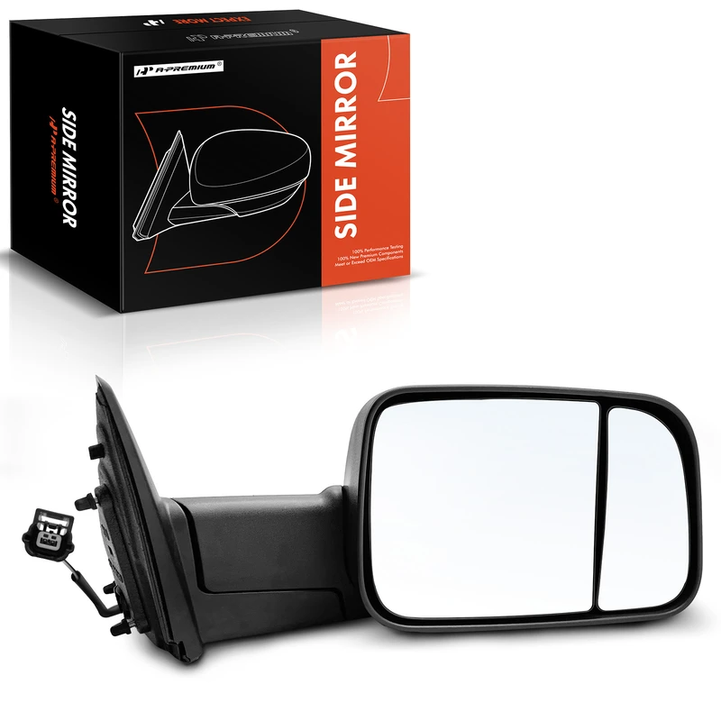 Passenger Textured Black Mirror with Manual Glass Adjust for Ram 2500 3500 2013-2022