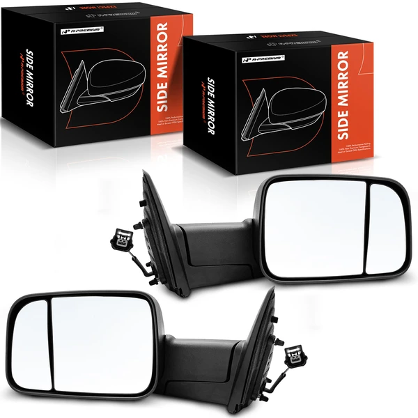 Driver & Passenger Mirror, Manual, Textured Black A-Premium APMI1360TW