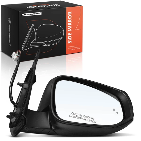 Right Passenger Side Mirror, with Heating, Power Adjustment, Manual Folding, Smooth Black A-Premium APMI1362TW