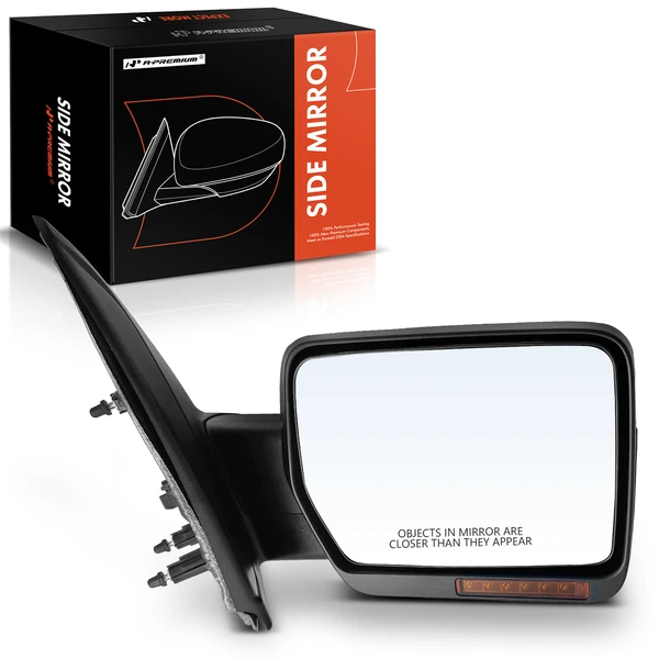 Right Passenger Side Mirror, with Heating, Power Adjustment, Manual Folding, Smooth Black A-Premium APMI1365TW