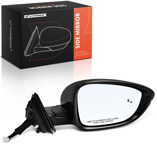 Right Passenger Side Mirror, with Heating, Power Adjustment, Manual Folding, Black A-Premium APMI3150TW