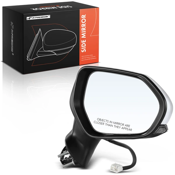 Right Passenger Side Mirror, Powered, with Heated, White & Black A-Premium APMI080