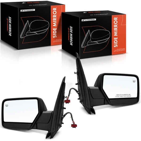 Driver & Passenger Mirror, with Heating, Power Adjustment, Manual Folding, Textured Black A-Premium APMI1372TW