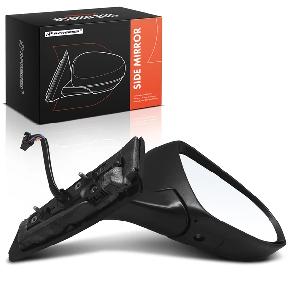 Right Passenger Side Mirror, with Heating, Power Adjustment, Power Folding, Smooth Black A-Premium APMI1374TW