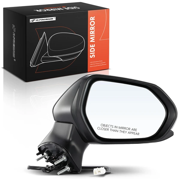 Right Passenger Side Mirror, Power Adjustment, Manual Folding, Black A-Premium APMI077
