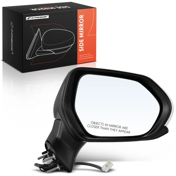 Right Passenger Side Mirror, Power Adjustment, Manual Folding, White & Black A-Premium APMI078