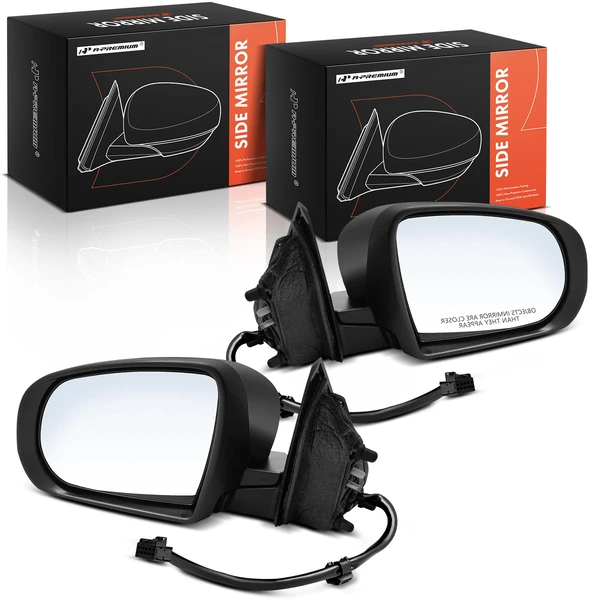 2014-2018 Jeep Cherokee Driver & Passenger Mirror, Power Adjustment, Manual Folding, Smooth Black A-Premium APMI1377TW