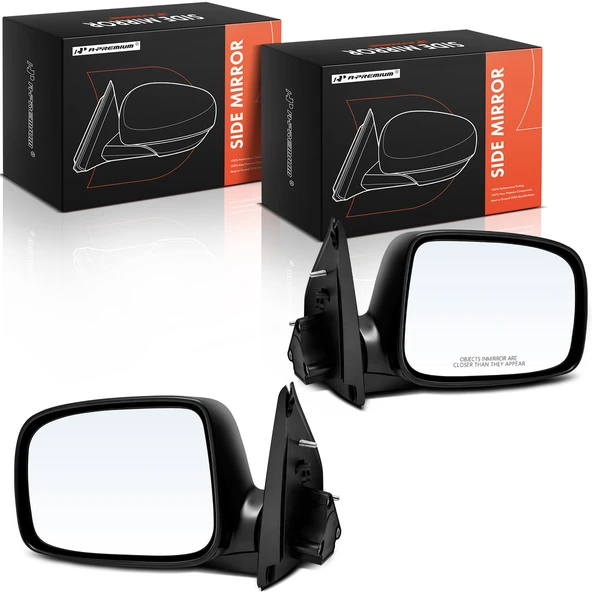 Driver & Passenger Mirror, Manual Adjustment, Manual Folding, Smooth Black A-Premium APMI1387TW